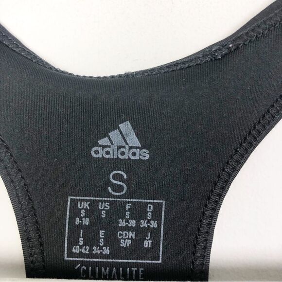 ADIDAS | Climalite Black Racerback Sports Bra Black Graphic Women’s Size Small - Picture 4 of 8